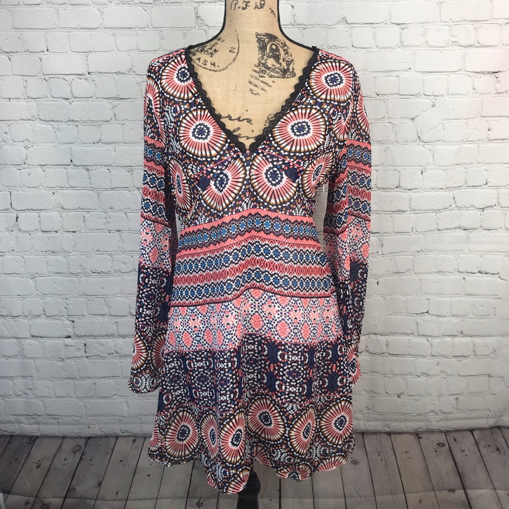 [Asos] Bell Sleeve Patterned Dress
